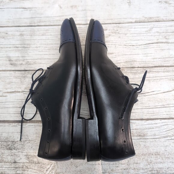 Zampiere Black and Blue Cap Toe Mens Oxford Dress Shoes Size 10.5 - Picture 8 of 10